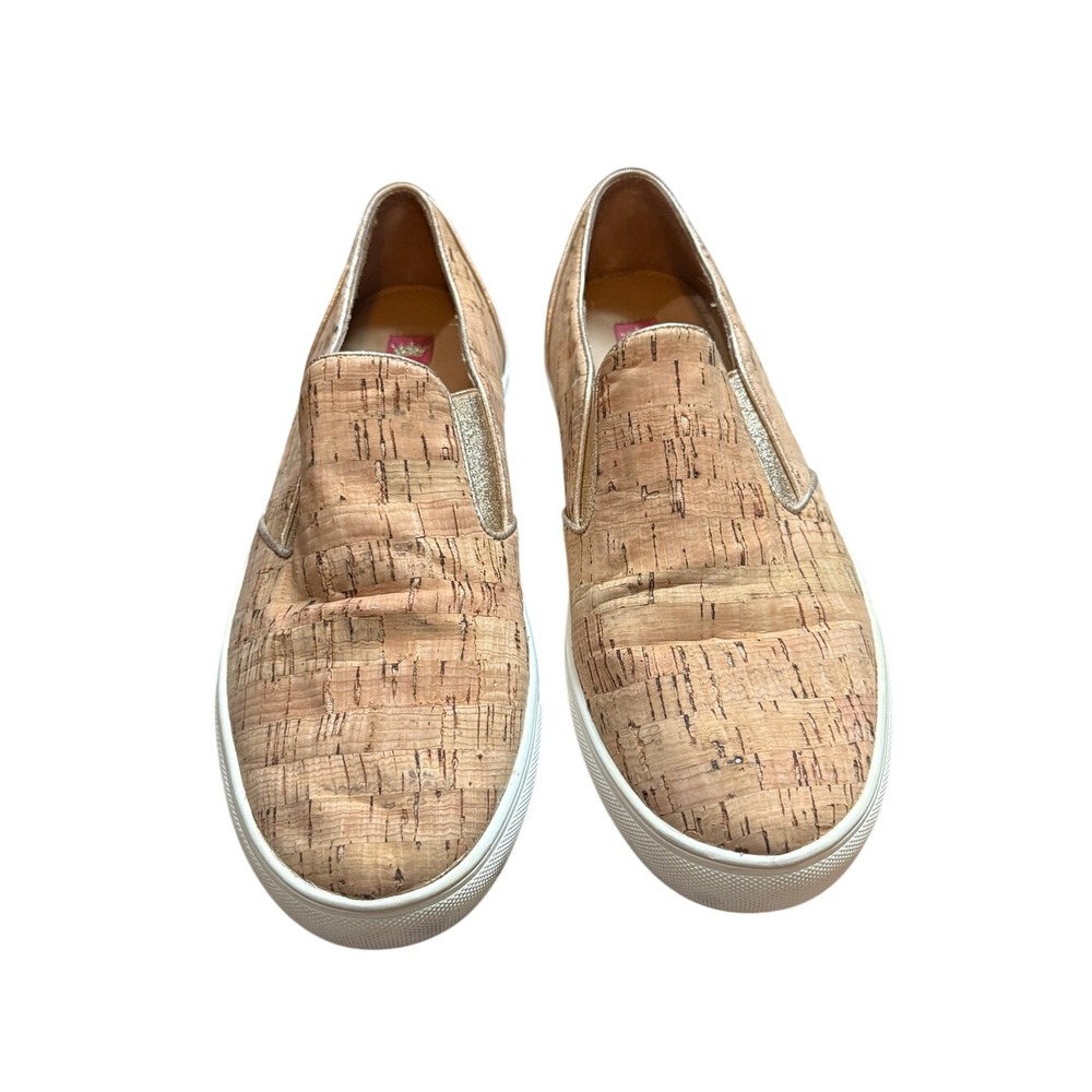 Elaine‎ Turner Natural Cork Gold Trim Slip On Sneakers 8 Beachy Euro Summer Boho